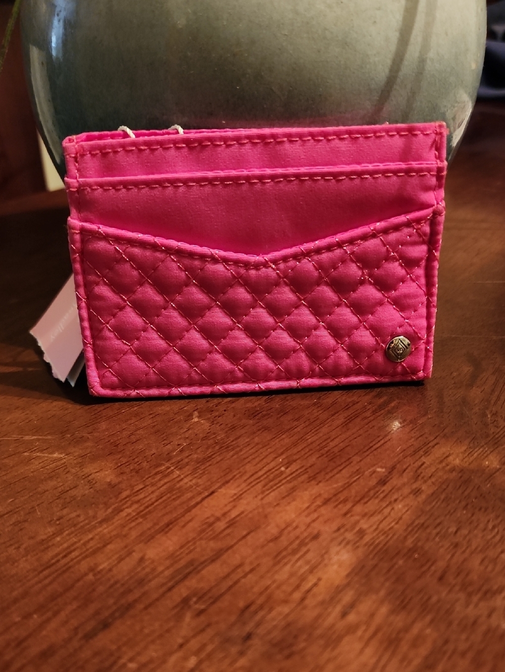 Vera Bradley NWT Hot Pink Quilted Card Holder Slim Wallet Compact